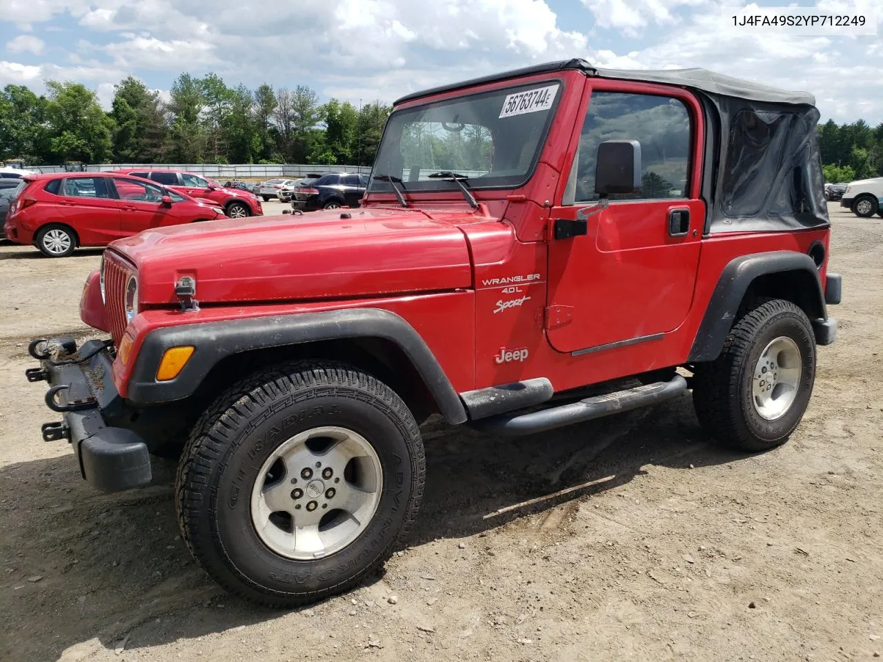 2000 Jeep Wrangler / Tj Sport VIN: 1J4FA49S2YP712249 Lot: 56763744