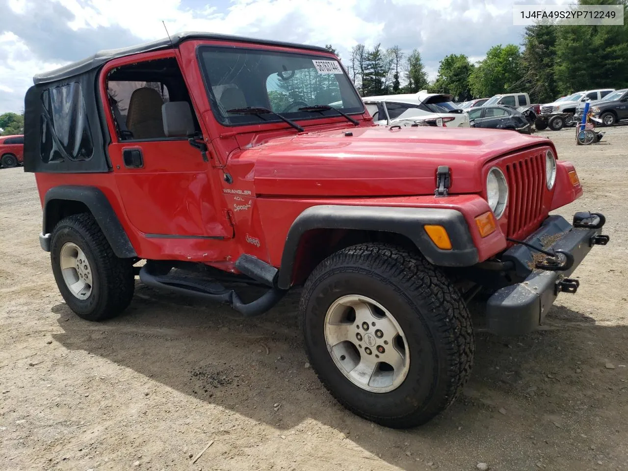 2000 Jeep Wrangler / Tj Sport VIN: 1J4FA49S2YP712249 Lot: 56763744