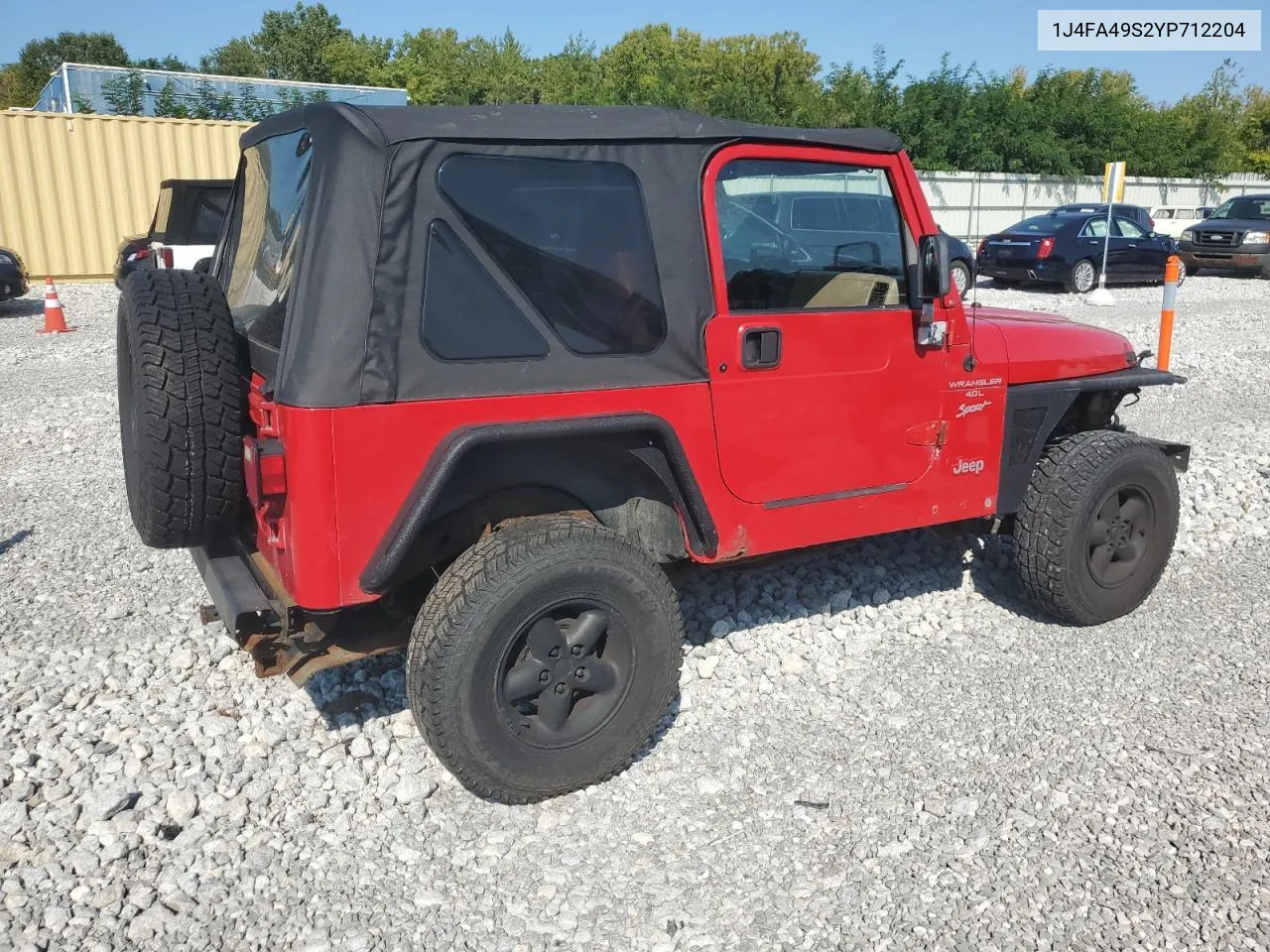 2000 Jeep Wrangler / Tj Sport VIN: 1J4FA49S2YP712204 Lot: 70216604