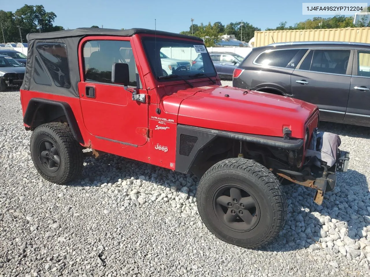 2000 Jeep Wrangler / Tj Sport VIN: 1J4FA49S2YP712204 Lot: 70216604