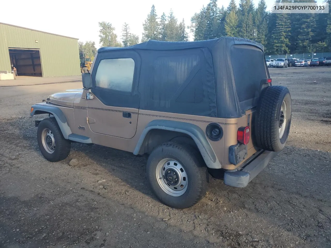 1J4FA29P0YP700133 2000 Jeep Wrangler / Tj Se