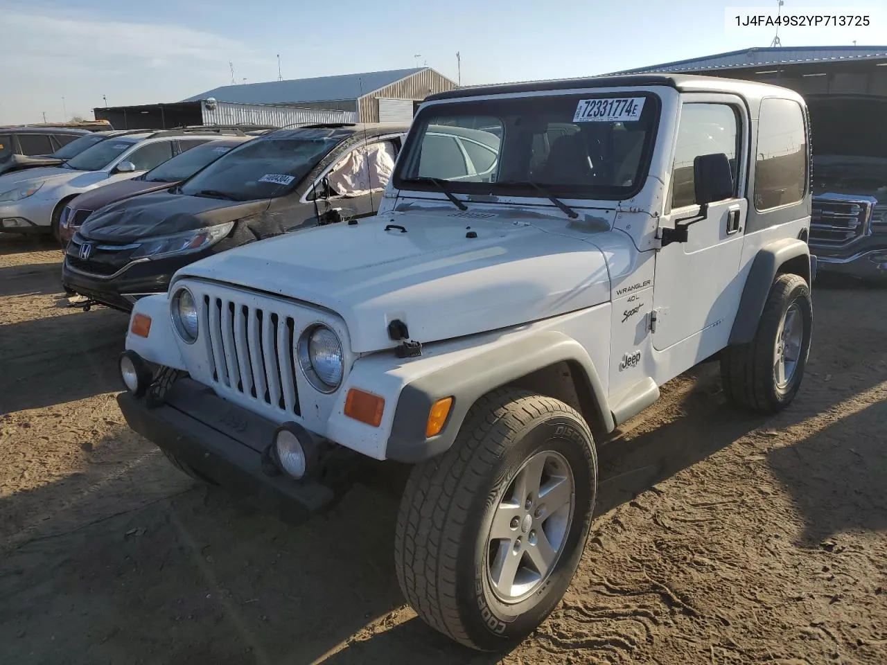 2000 Jeep Wrangler / Tj Sport VIN: 1J4FA49S2YP713725 Lot: 72331774