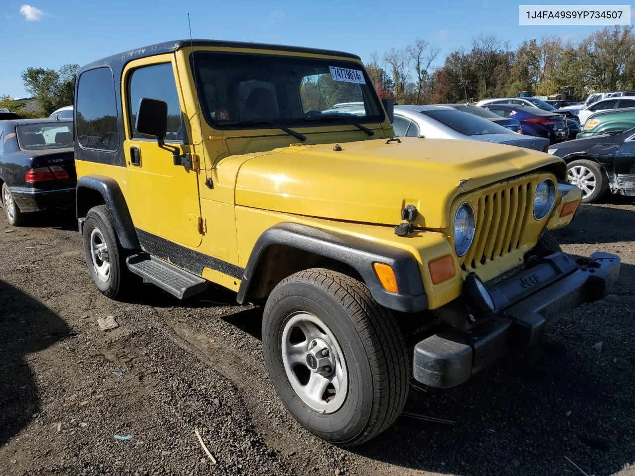 2000 Jeep Wrangler / Tj Sport VIN: 1J4FA49S9YP734507 Lot: 74779614