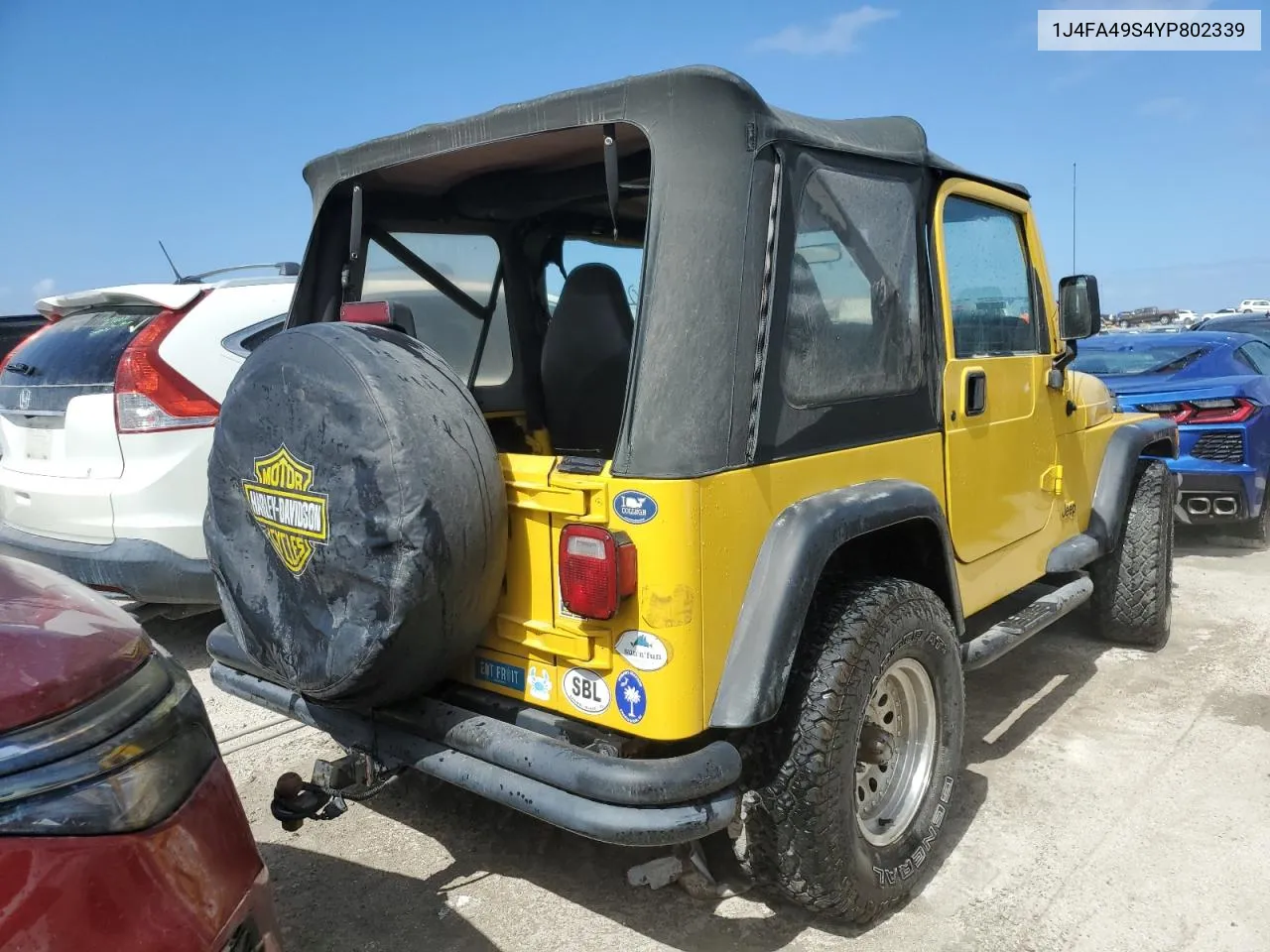 2000 Jeep Wrangler / Tj Sport VIN: 1J4FA49S4YP802339 Lot: 76410984