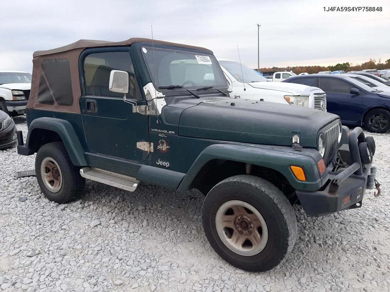 2000 Jeep Wrangler / Tj Sahara VIN: 1J4FA59S4YP758848 Lot: 77439064