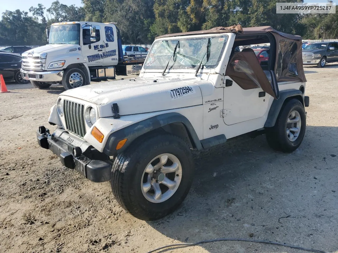 2000 Jeep Wrangler / Tj Sport VIN: 1J4FA49S9YP725287 Lot: 77972594