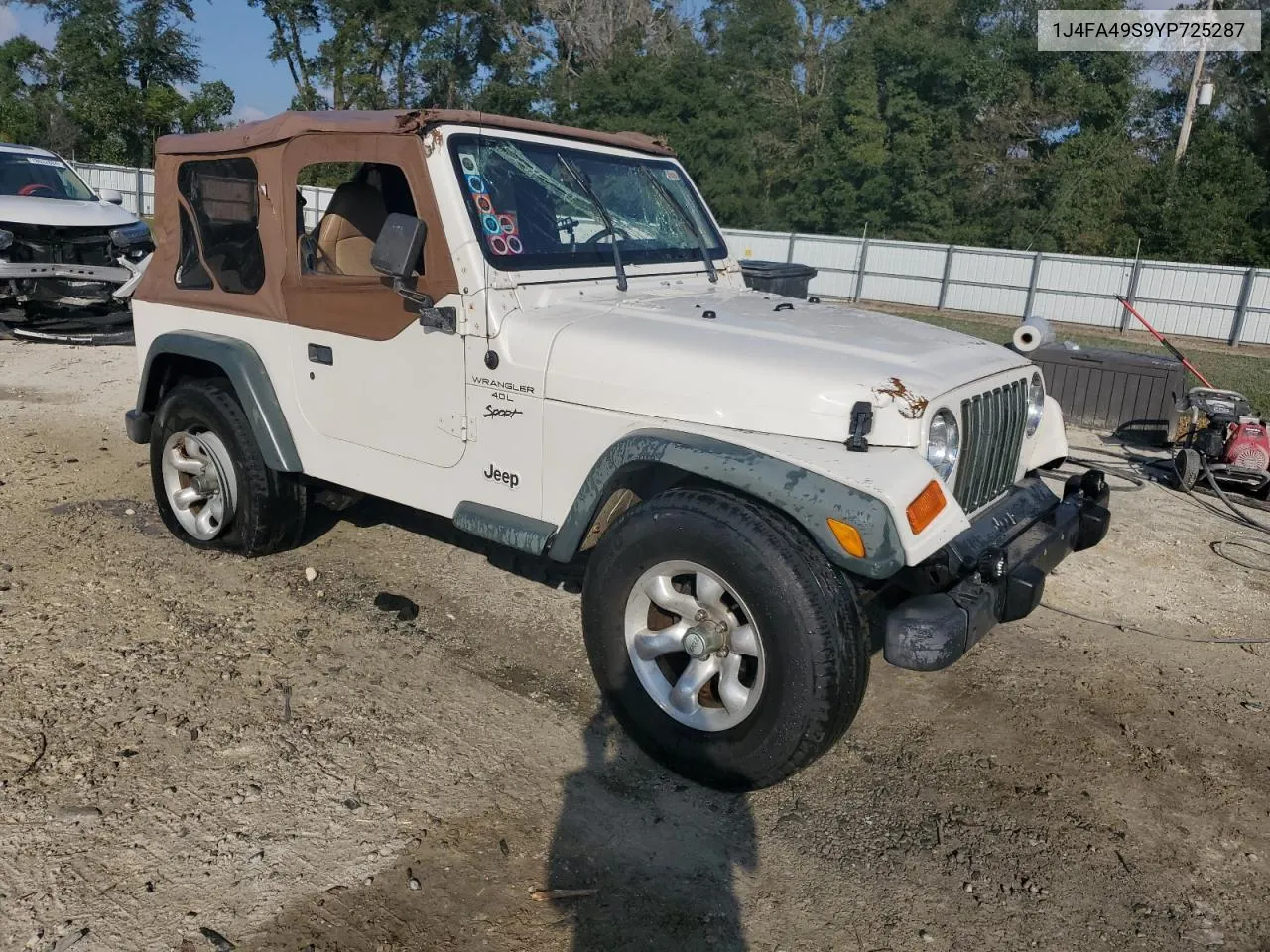 2000 Jeep Wrangler / Tj Sport VIN: 1J4FA49S9YP725287 Lot: 77972594