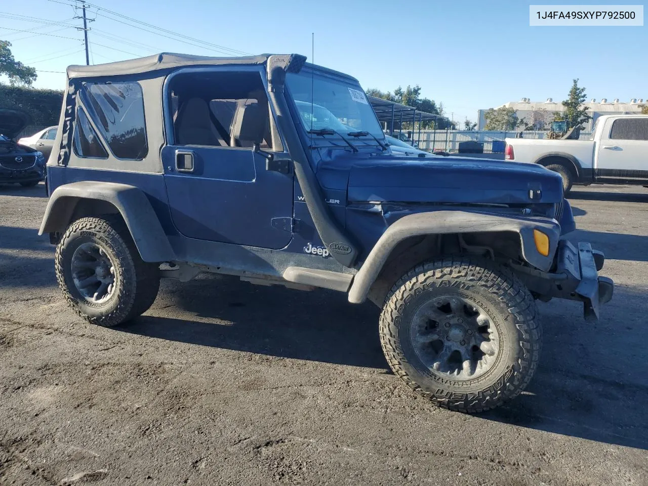 2000 Jeep Wrangler / Tj Sport VIN: 1J4FA49SXYP792500 Lot: 78087144