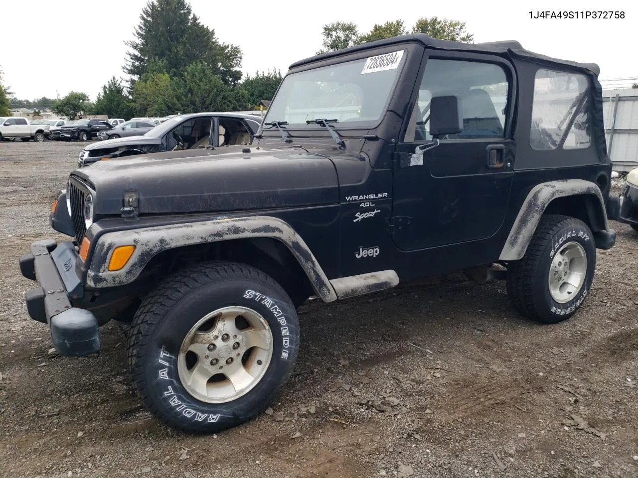 2001 Jeep Wrangler / Tj Sport VIN: 1J4FA49S11P372758 Lot: 72836504