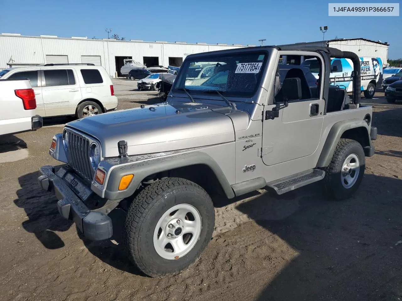 2001 Jeep Wrangler / Tj Sport VIN: 1J4FA49S91P366657 Lot: 75177854