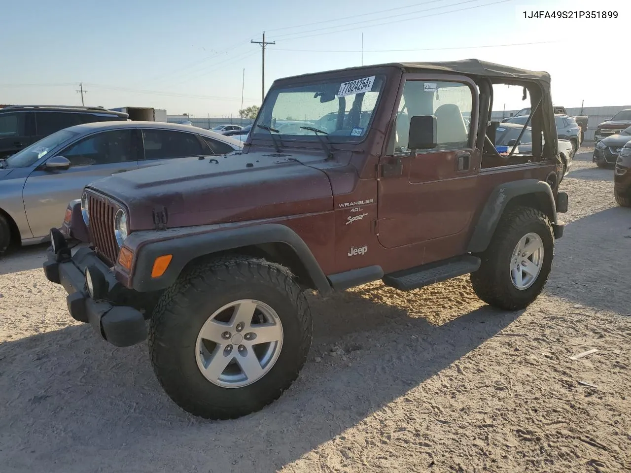 2001 Jeep Wrangler / Tj Sport VIN: 1J4FA49S21P351899 Lot: 77824254