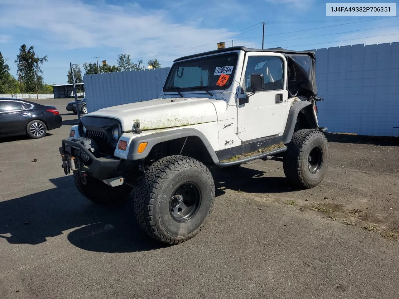 2002 Jeep Wrangler / Tj Sport VIN: 1J4FA49S82P706351 Lot: 72580764