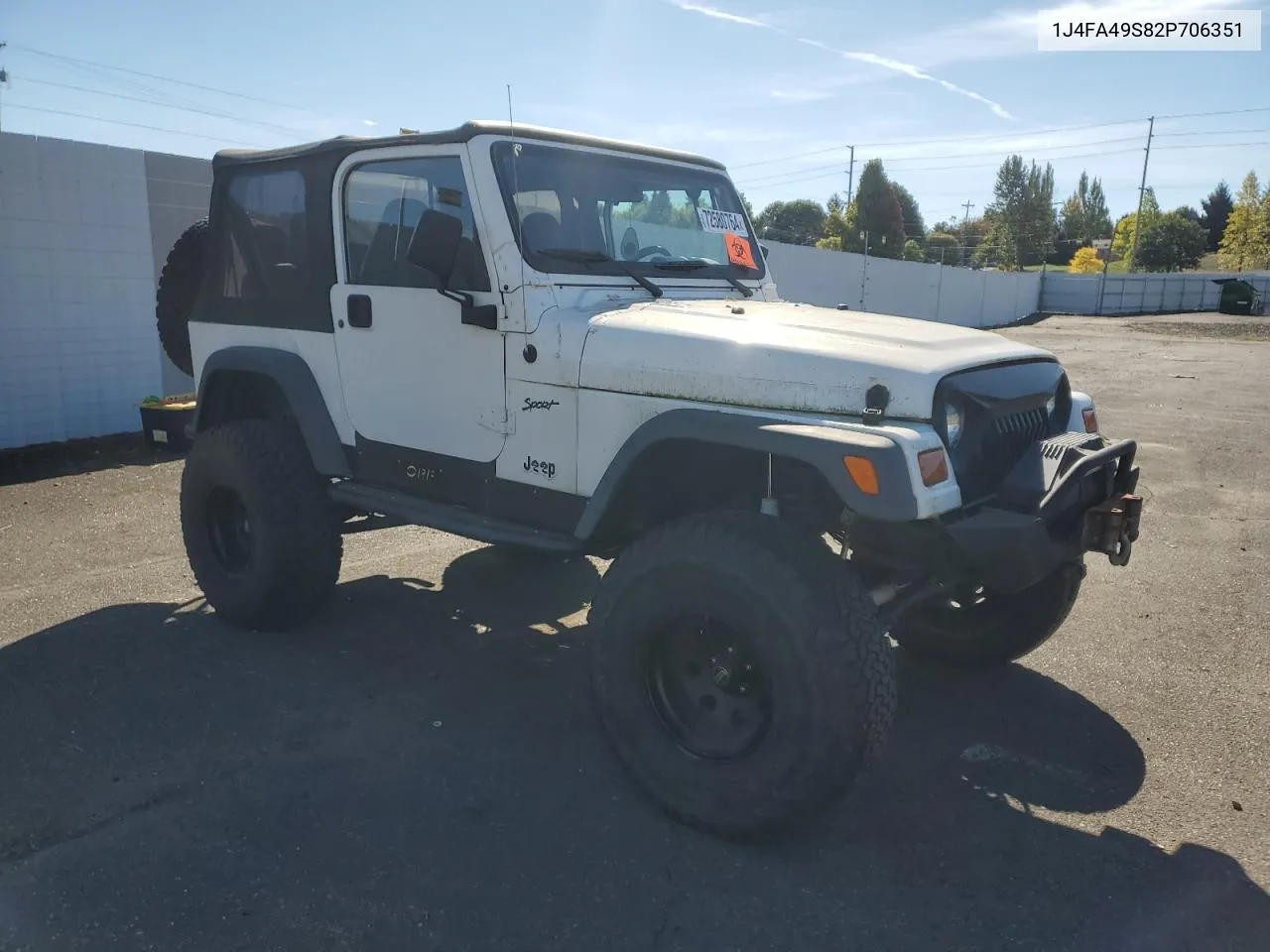 2002 Jeep Wrangler / Tj Sport VIN: 1J4FA49S82P706351 Lot: 72580764