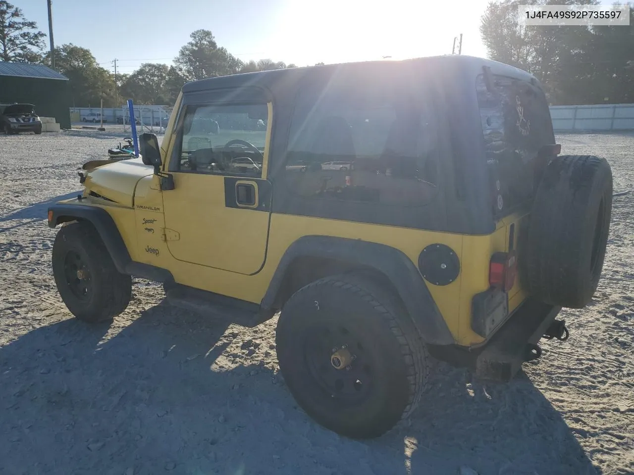 2002 Jeep Wrangler / Tj Sport VIN: 1J4FA49S92P735597 Lot: 76953634