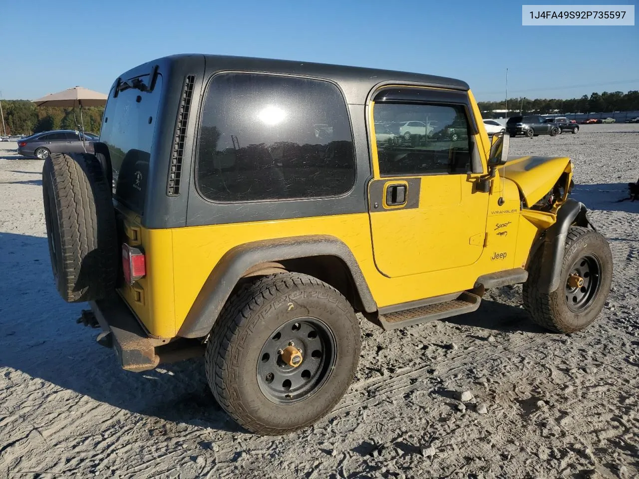 2002 Jeep Wrangler / Tj Sport VIN: 1J4FA49S92P735597 Lot: 76953634