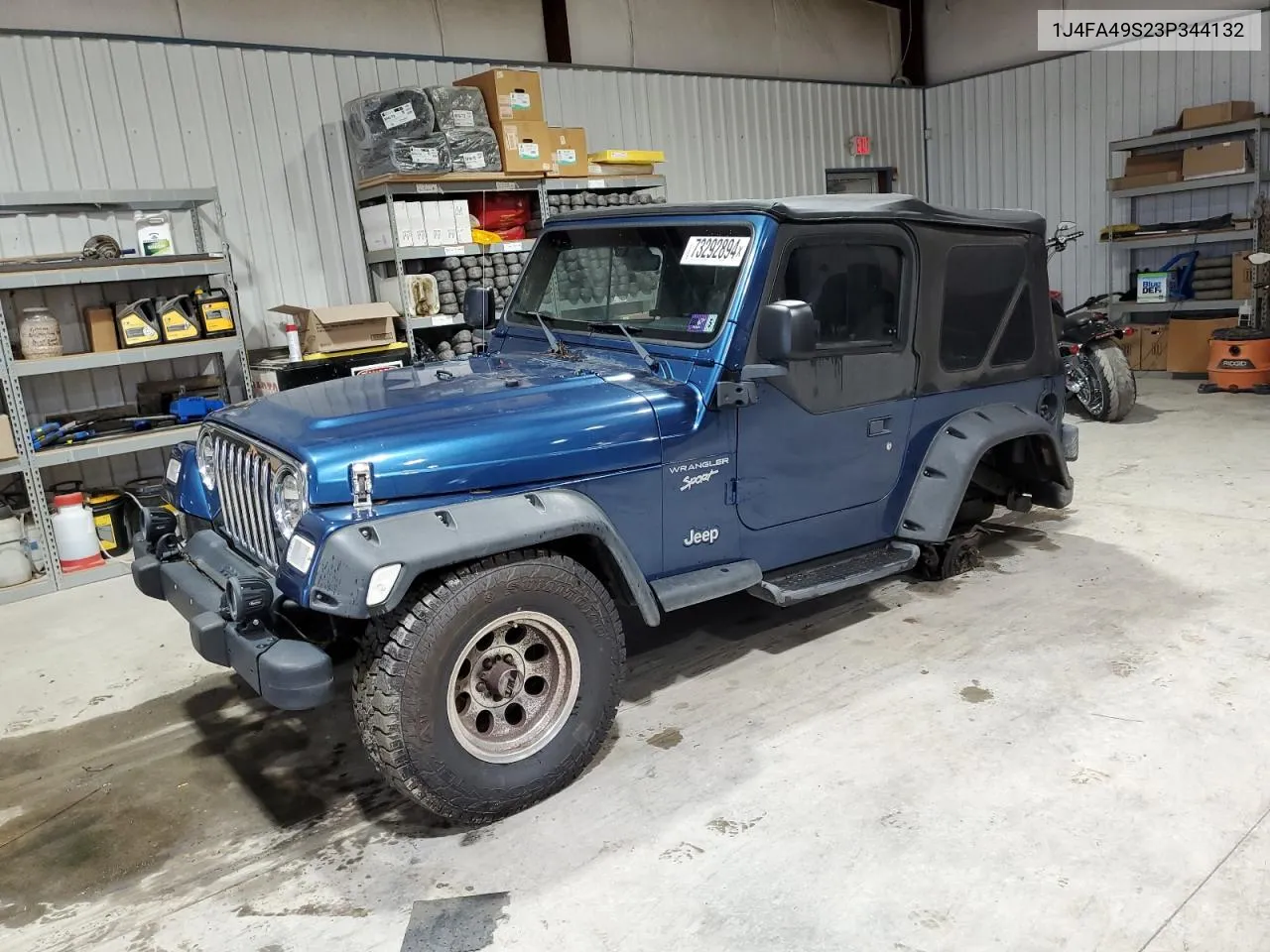 2003 Jeep Wrangler / Tj Sport VIN: 1J4FA49S23P344132 Lot: 73292894