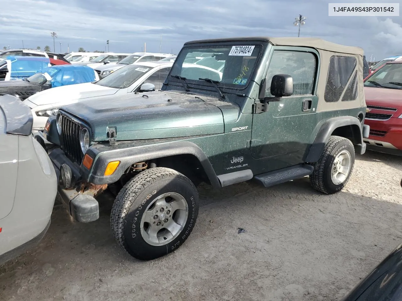 2003 Jeep Wrangler / Tj Sport VIN: 1J4FA49S43P301542 Lot: 75704824