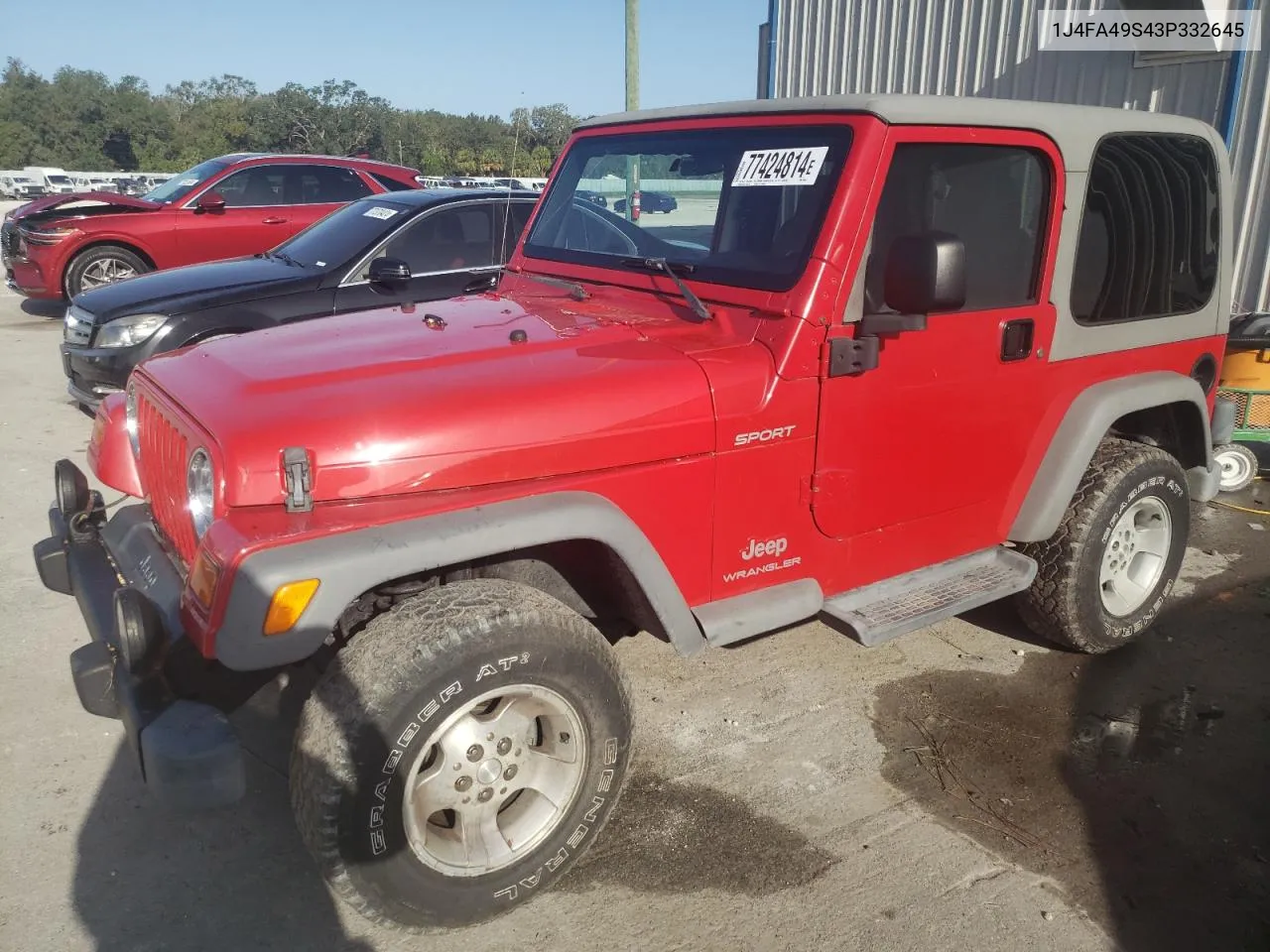 2003 Jeep Wrangler / Tj Sport VIN: 1J4FA49S43P332645 Lot: 77424814