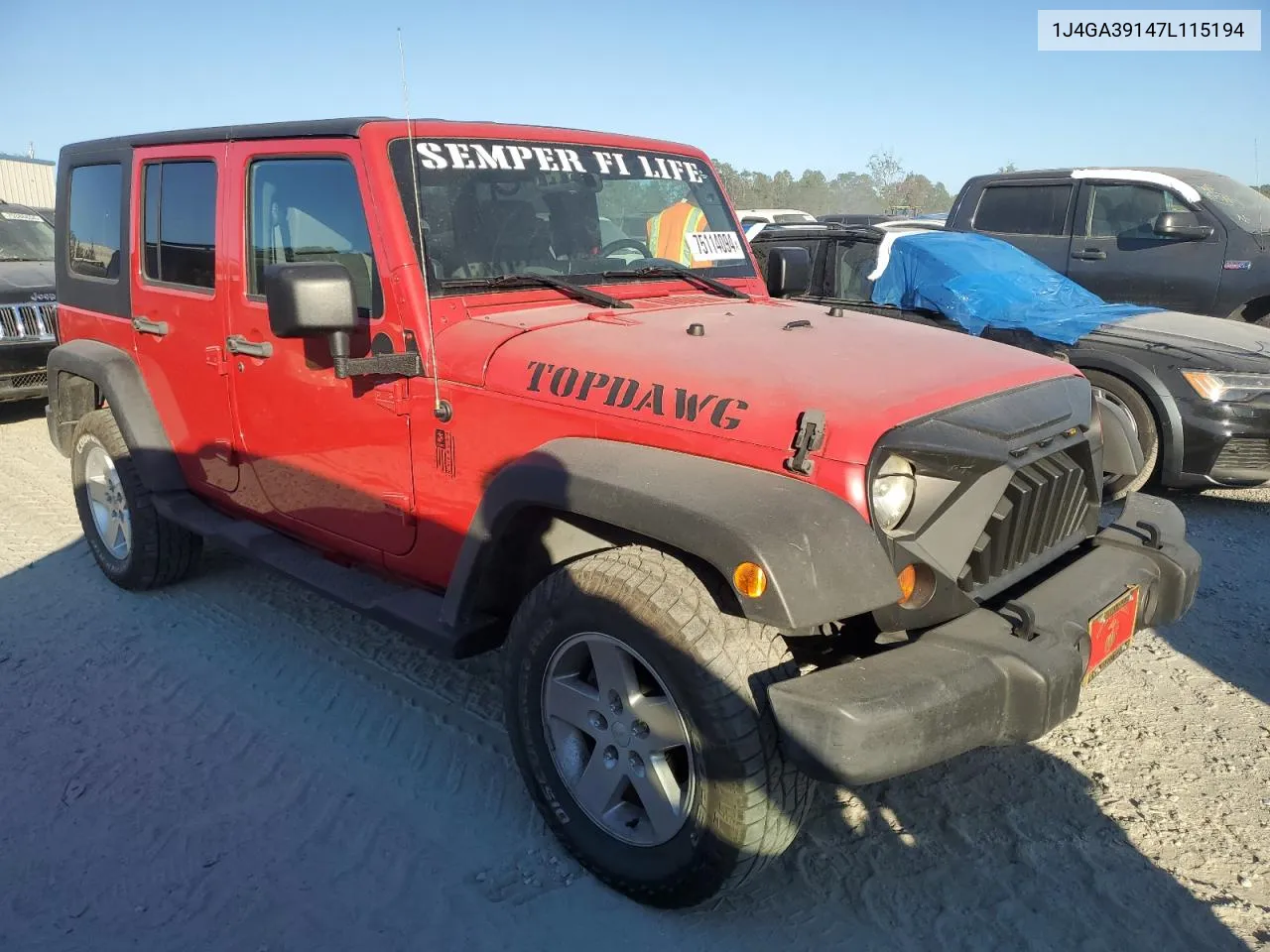 2007 Jeep Wrangler X VIN: 1J4GA39147L115194 Lot: 75114094