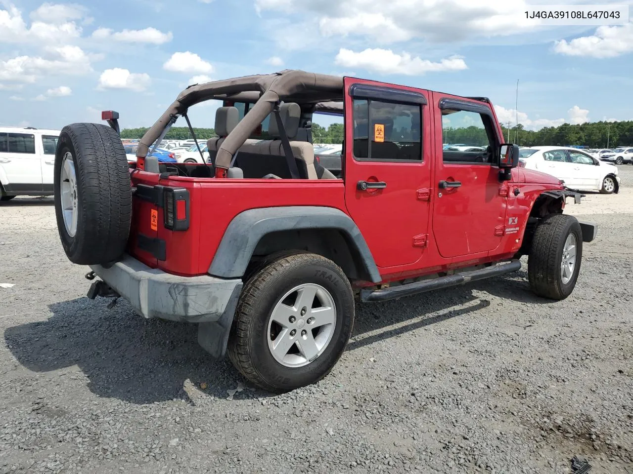 2008 Jeep Wrangler Unlimited X VIN: 1J4GA39108L647043 Lot: 62663894