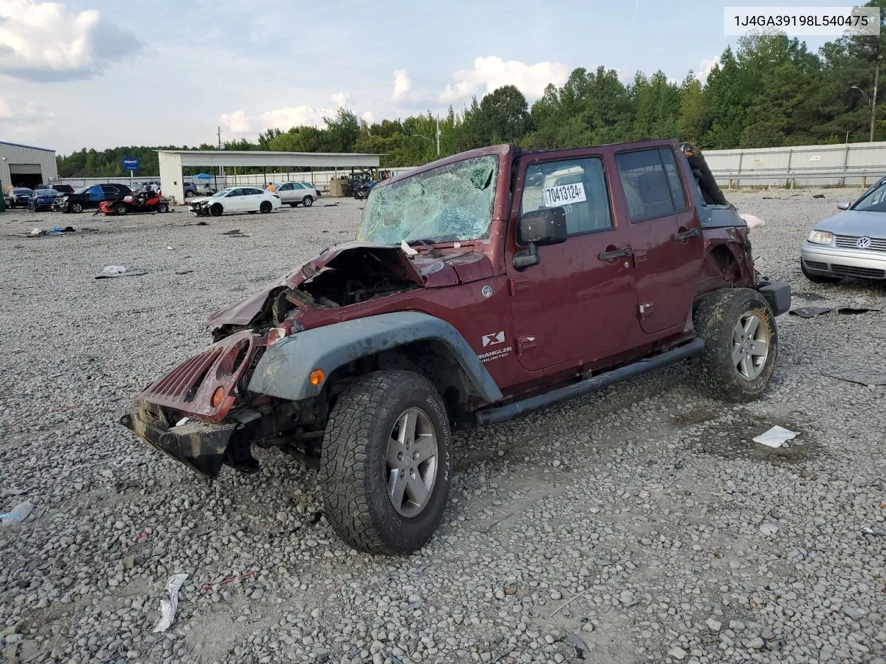 2008 Jeep Wrangler Unlimited X VIN: 1J4GA39198L540475 Lot: 70413124