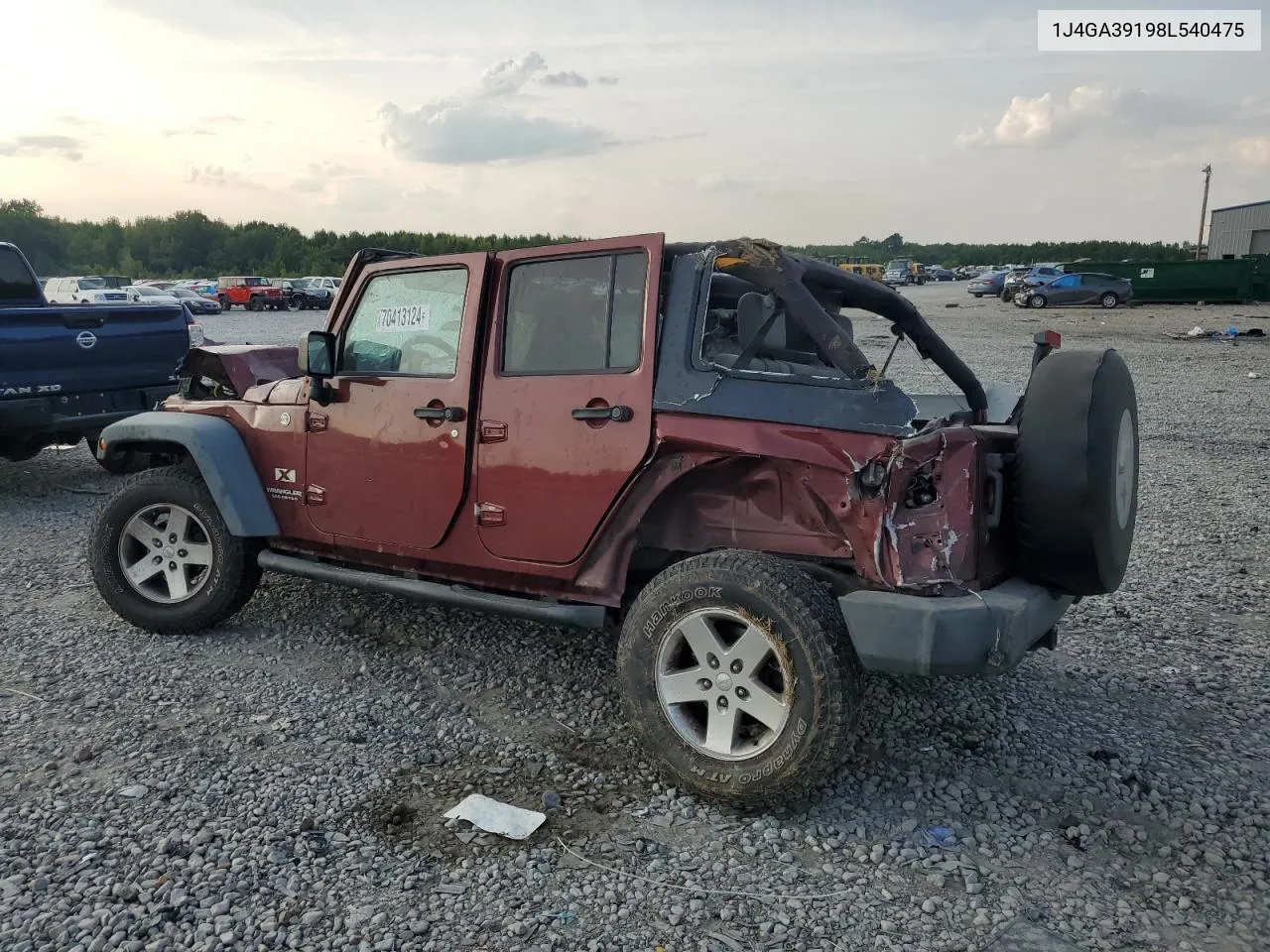 2008 Jeep Wrangler Unlimited X VIN: 1J4GA39198L540475 Lot: 70413124