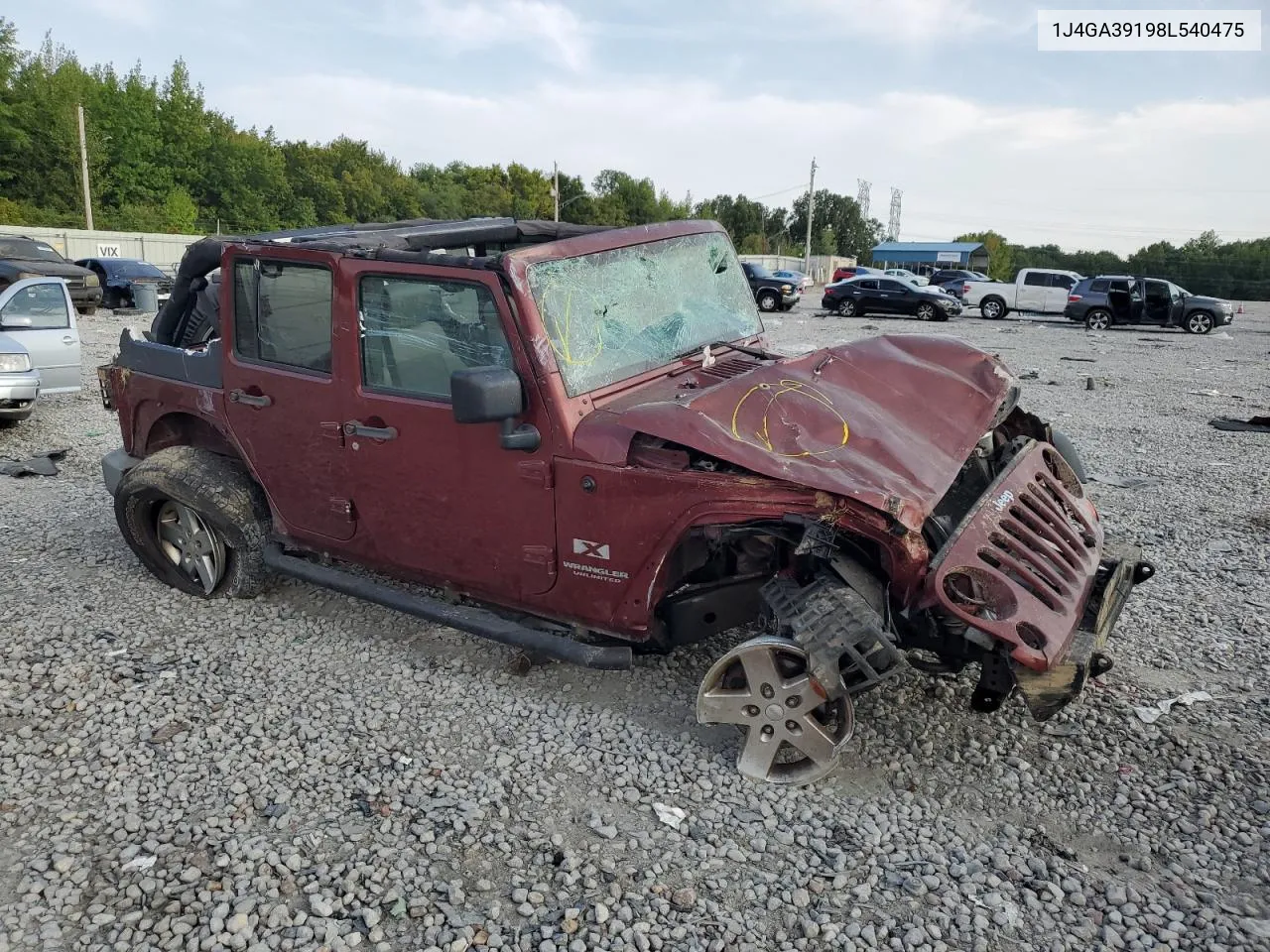 2008 Jeep Wrangler Unlimited X VIN: 1J4GA39198L540475 Lot: 70413124