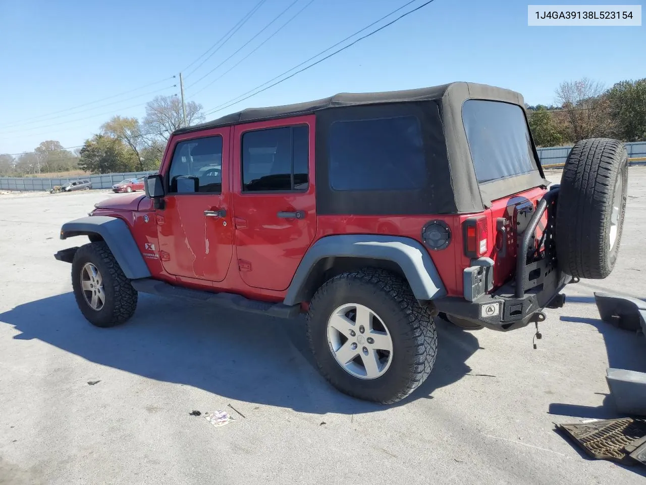 2008 Jeep Wrangler Unlimited X VIN: 1J4GA39138L523154 Lot: 77570304