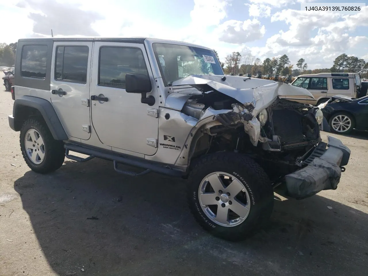 2009 Jeep Wrangler Unlimited X VIN: 1J4GA39139L760826 Lot: 78524824