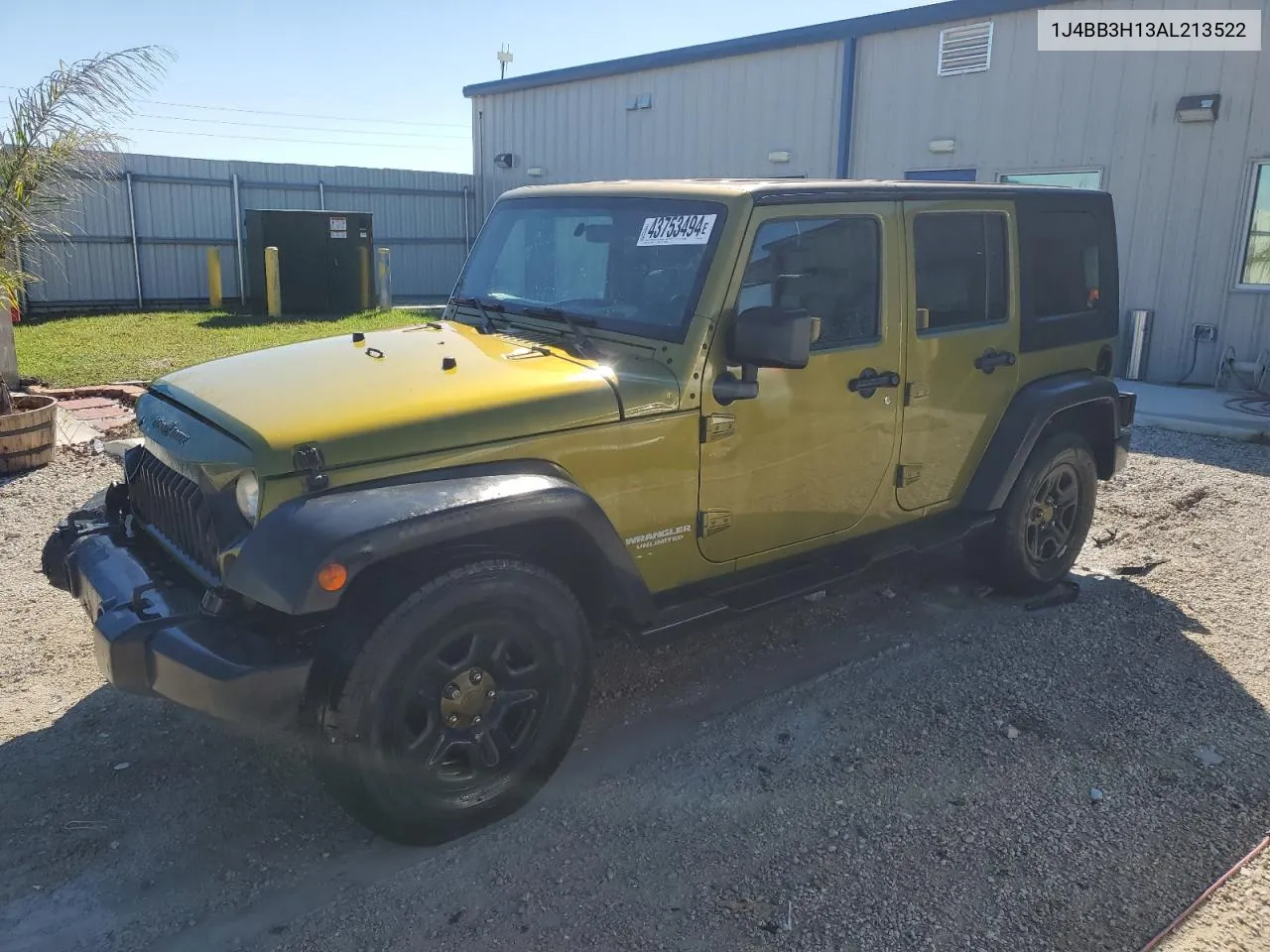 2010 Jeep Wrangler Unlimited Sport VIN: 1J4BB3H13AL213522 Lot: 43753494