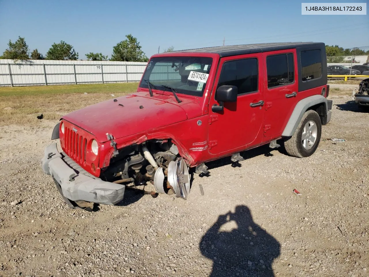 2010 Jeep Wrangler Unlimited Sport VIN: 1J4BA3H18AL172243 Lot: 65741424