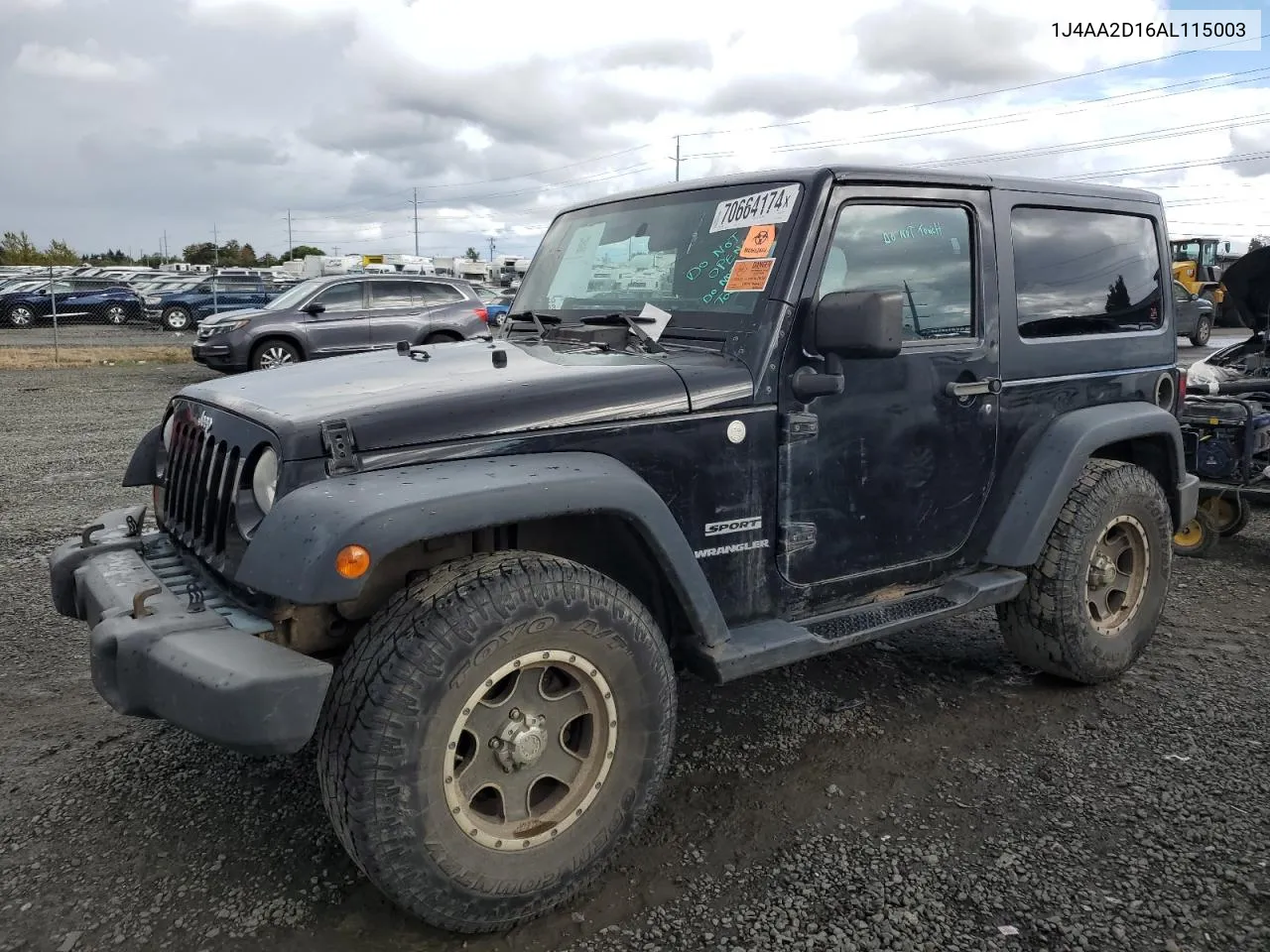 2010 Jeep Wrangler Sport VIN: 1J4AA2D16AL115003 Lot: 70664174