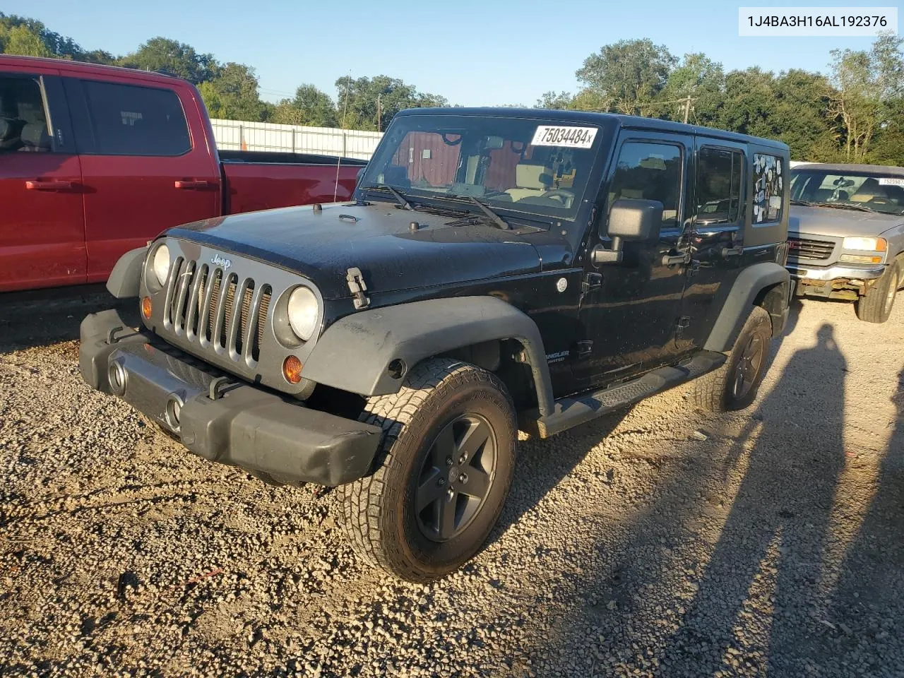 2010 Jeep Wrangler Unlimited Sport VIN: 1J4BA3H16AL192376 Lot: 75034484