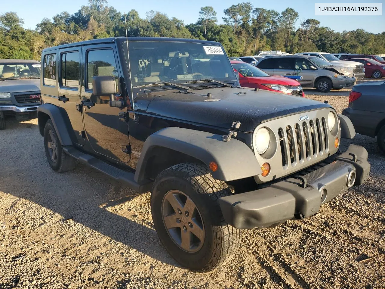 2010 Jeep Wrangler Unlimited Sport VIN: 1J4BA3H16AL192376 Lot: 75034484