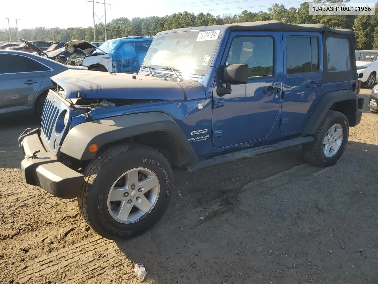 2010 Jeep Wrangler Unlimited Sport VIN: 1J4BA3H10AL191966 Lot: 75706124