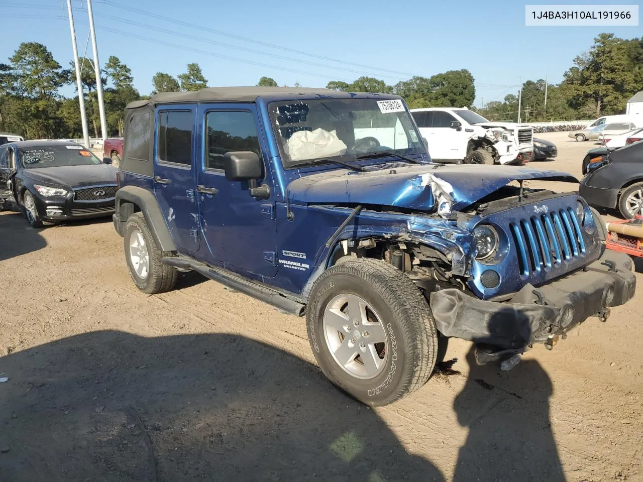 2010 Jeep Wrangler Unlimited Sport VIN: 1J4BA3H10AL191966 Lot: 75706124