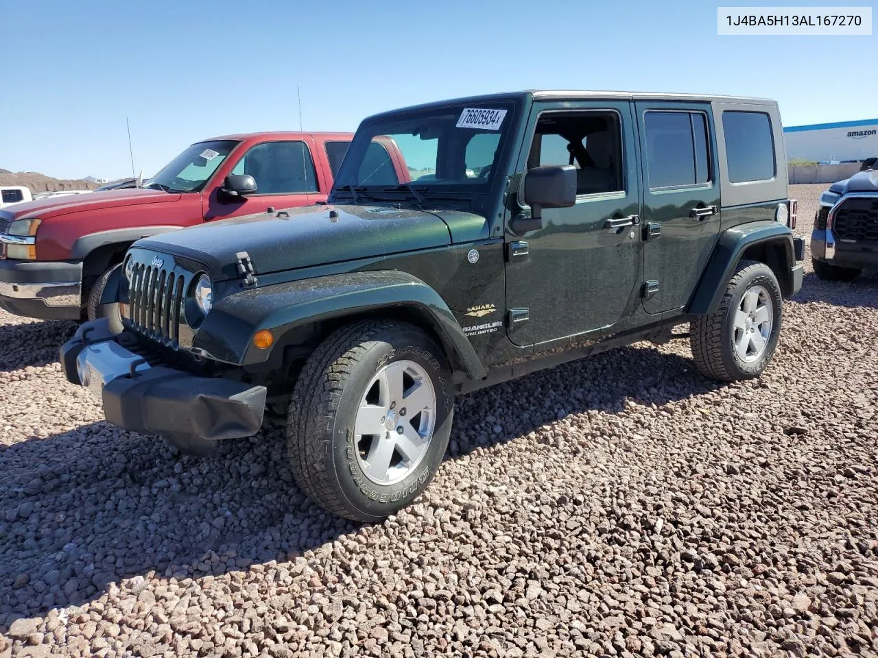 2010 Jeep Wrangler Unlimited Sahara VIN: 1J4BA5H13AL167270 Lot: 76605934