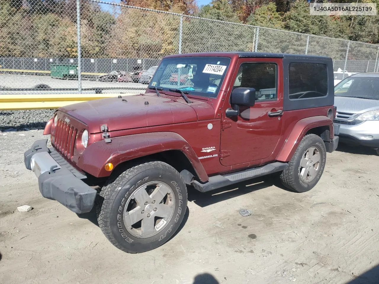 2010 Jeep Wrangler Sahara VIN: 1J4GA5D16AL225139 Lot: 77114204