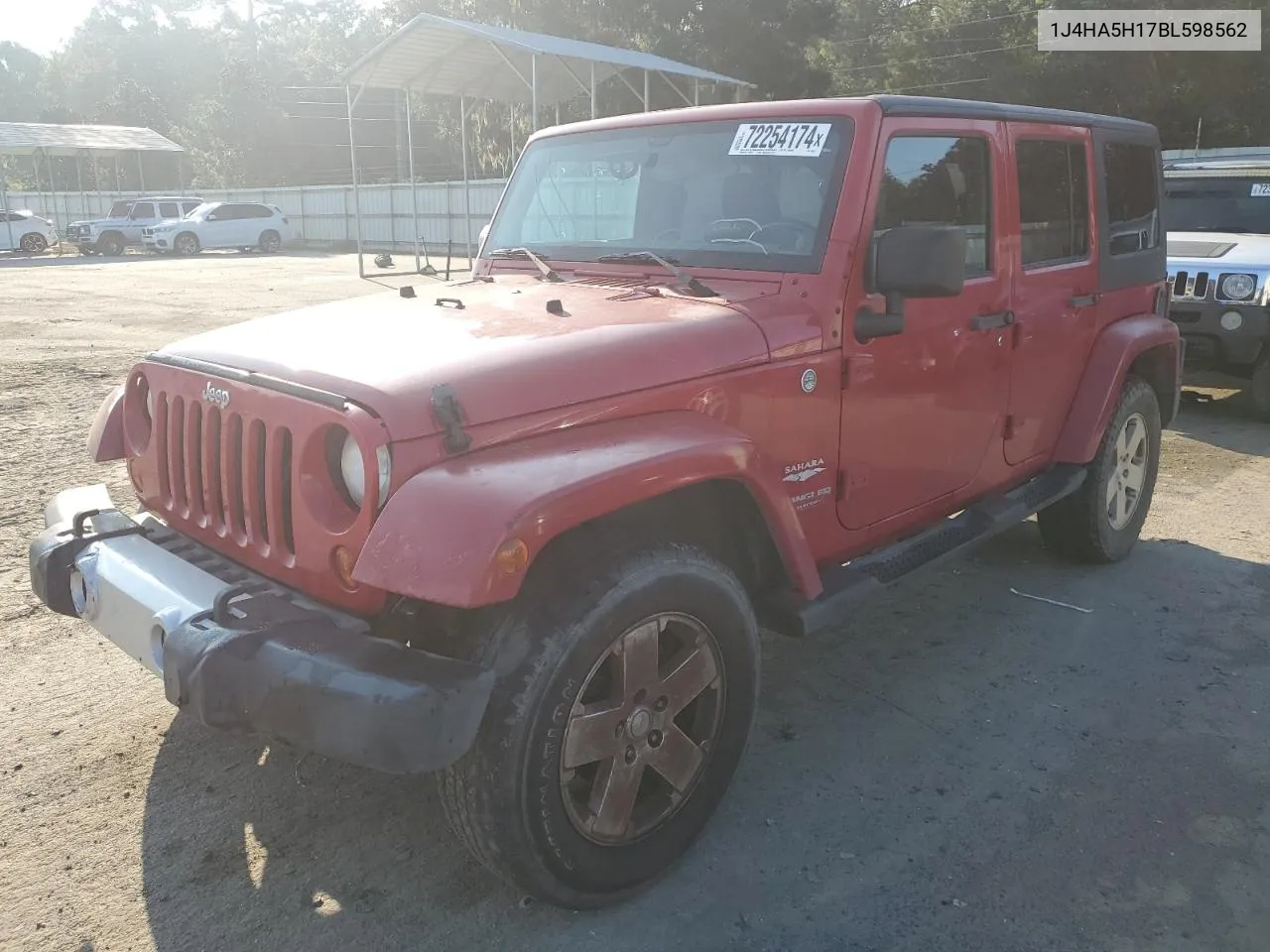 2011 Jeep Wrangler Unlimited Sahara VIN: 1J4HA5H17BL598562 Lot: 72254174