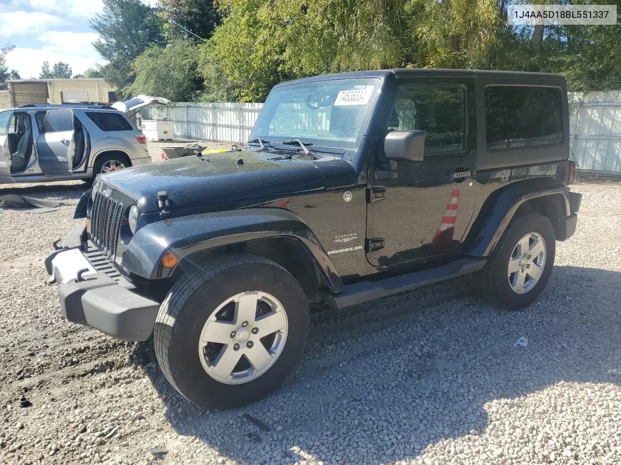 2011 Jeep Wrangler Sahara VIN: 1J4AA5D18BL551337 Lot: 74656334