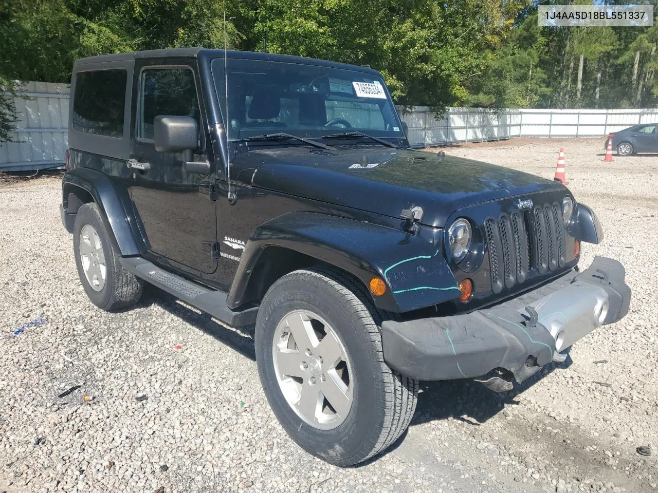 2011 Jeep Wrangler Sahara VIN: 1J4AA5D18BL551337 Lot: 74656334