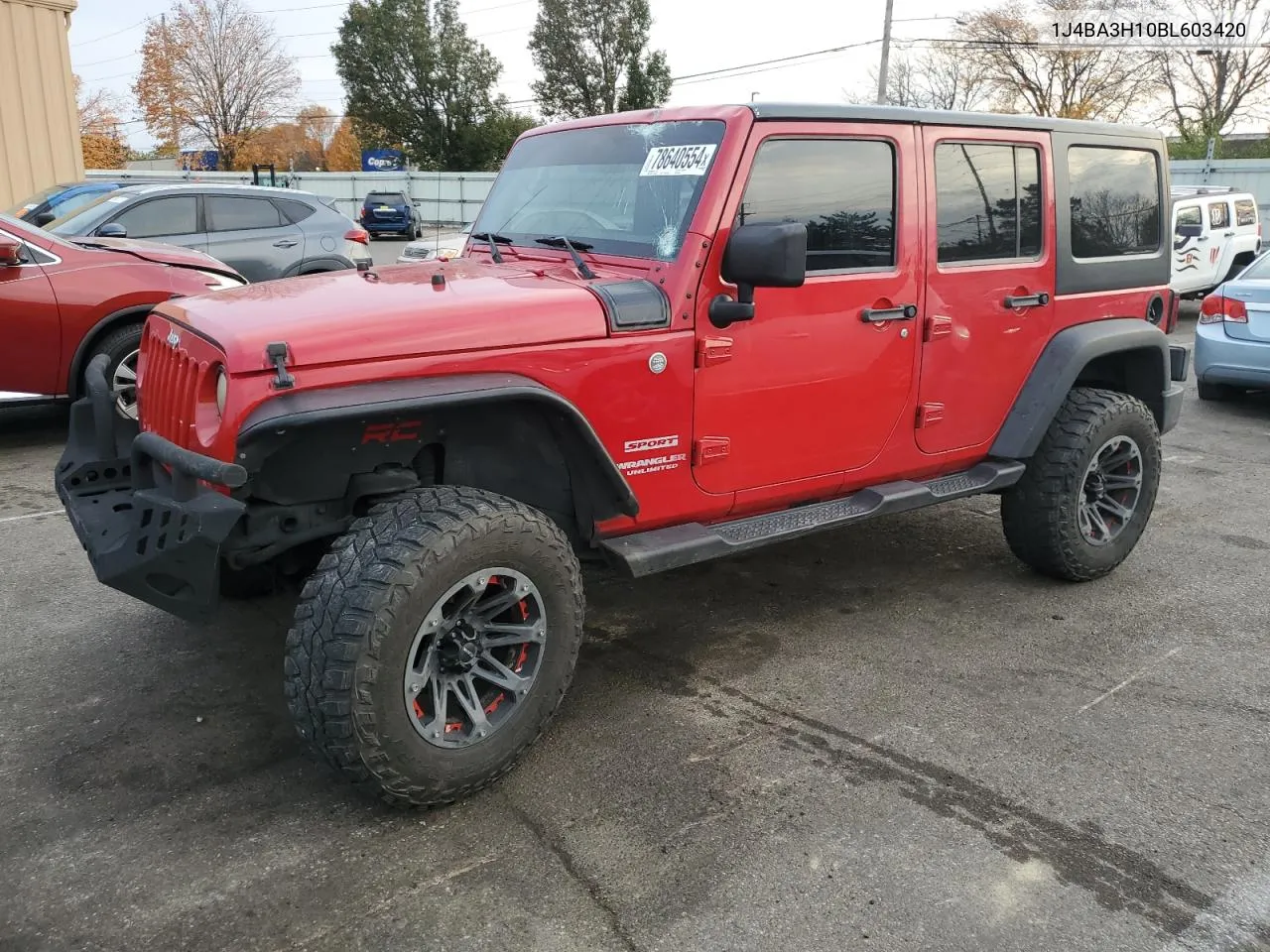 2011 Jeep Wrangler Unlimited Sport VIN: 1J4BA3H10BL603420 Lot: 78640554