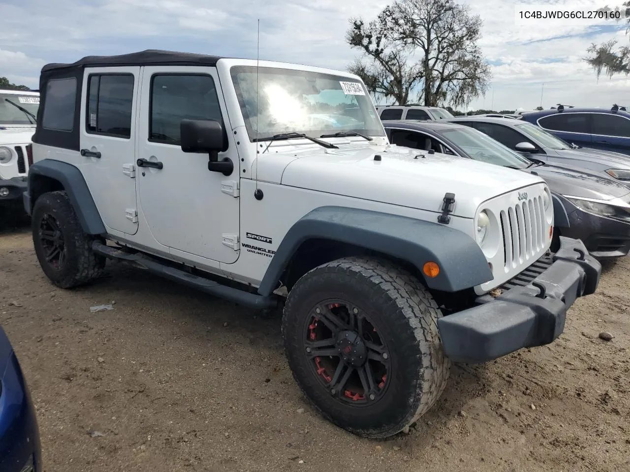 2012 Jeep Wrangler Unlimited Sport VIN: 1C4BJWDG6CL270160 Lot: 73915094