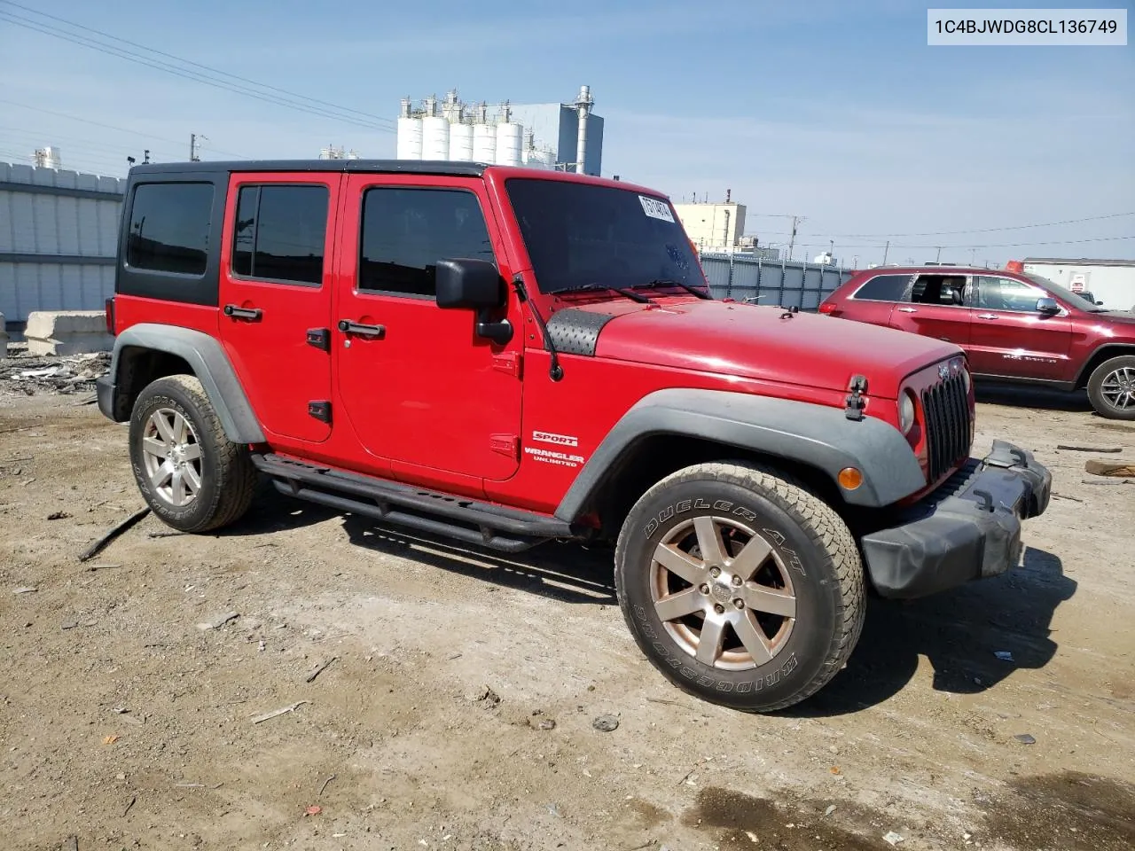 2012 Jeep Wrangler Unlimited Sport VIN: 1C4BJWDG8CL136749 Lot: 75714874