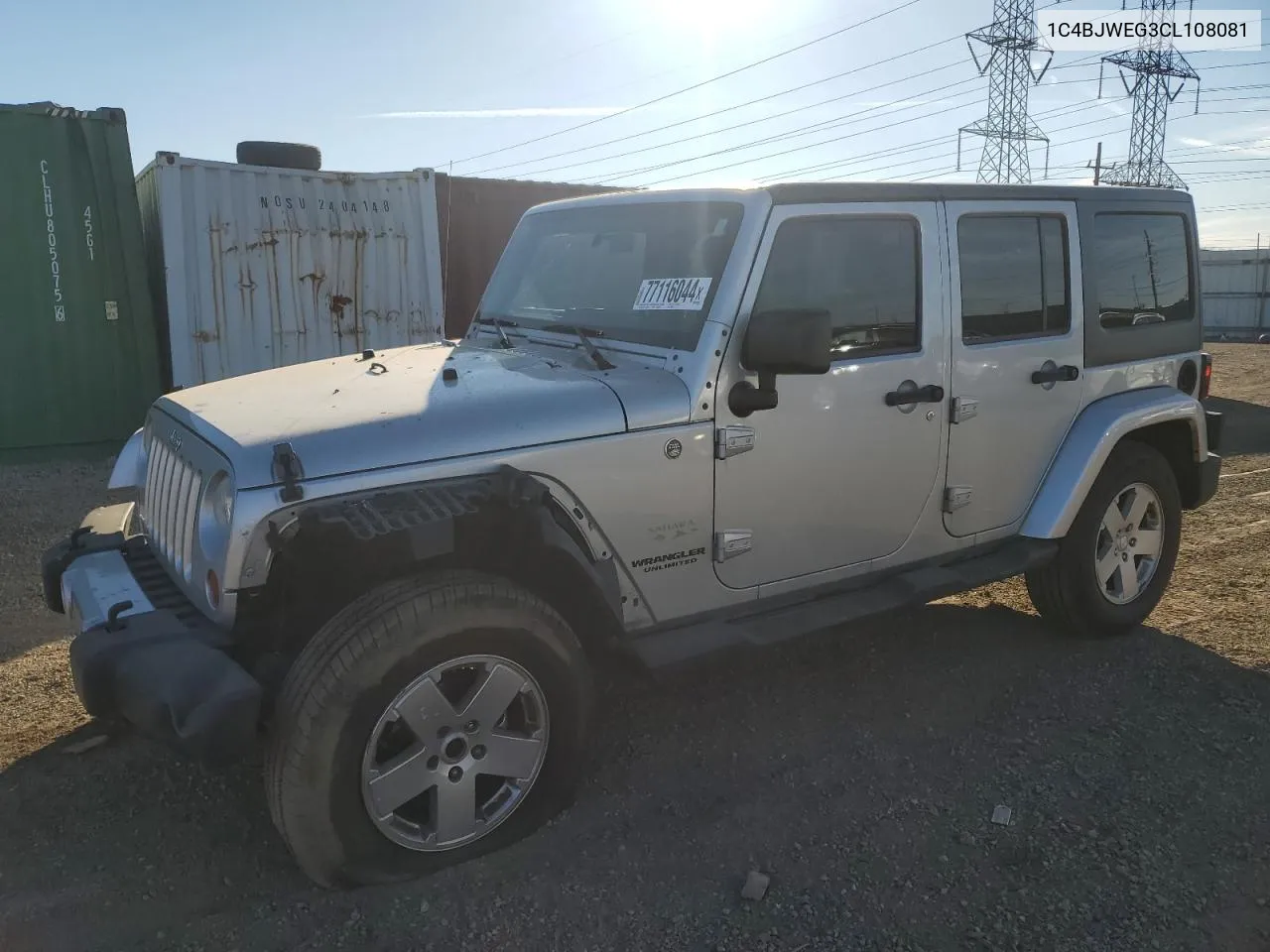 2012 Jeep Wrangler Unlimited Sahara VIN: 1C4BJWEG3CL108081 Lot: 77116044