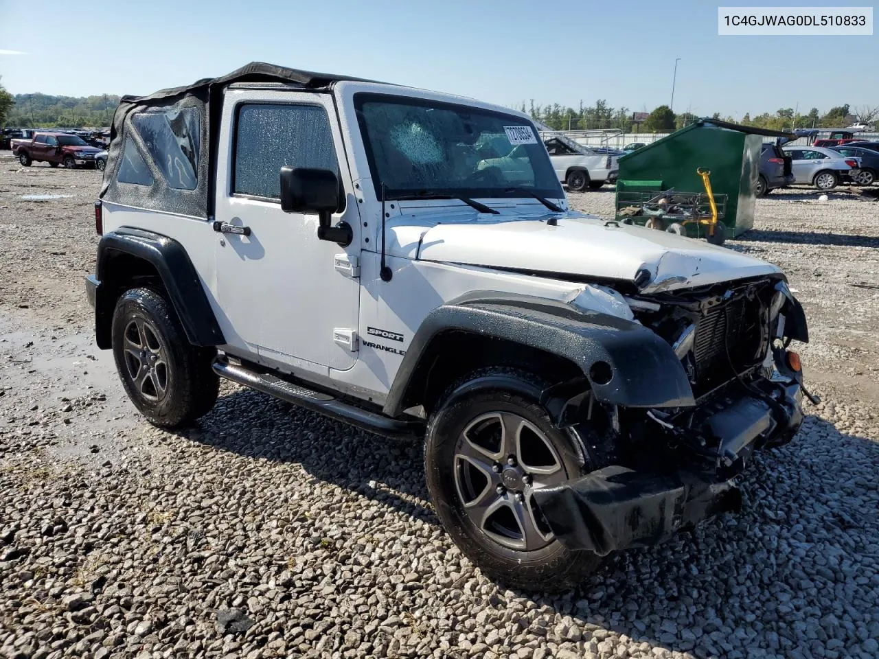 2013 Jeep Wrangler Sport VIN: 1C4GJWAG0DL510833 Lot: 72700534