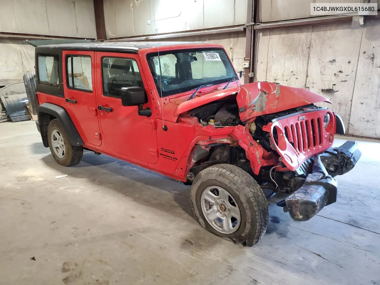 2013 Jeep Wrangler Unlimited Sport VIN: 1C4BJWKGXDL615680 Lot: 75169074