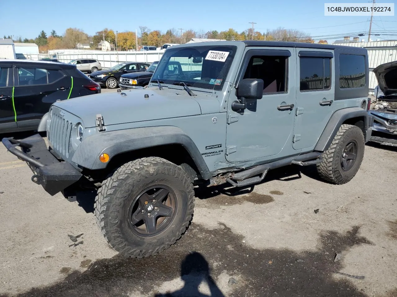 2014 Jeep Wrangler Unlimited Sport VIN: 1C4BJWDGXEL192274 Lot: 77330104