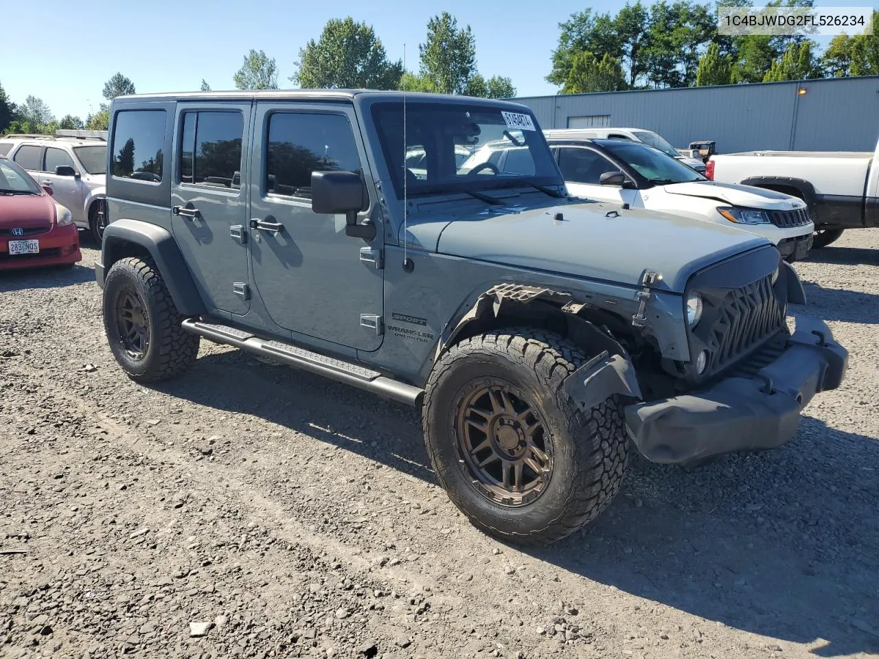 2015 Jeep Wrangler Unlimited Sport VIN: 1C4BJWDG2FL526234 Lot: 61454874