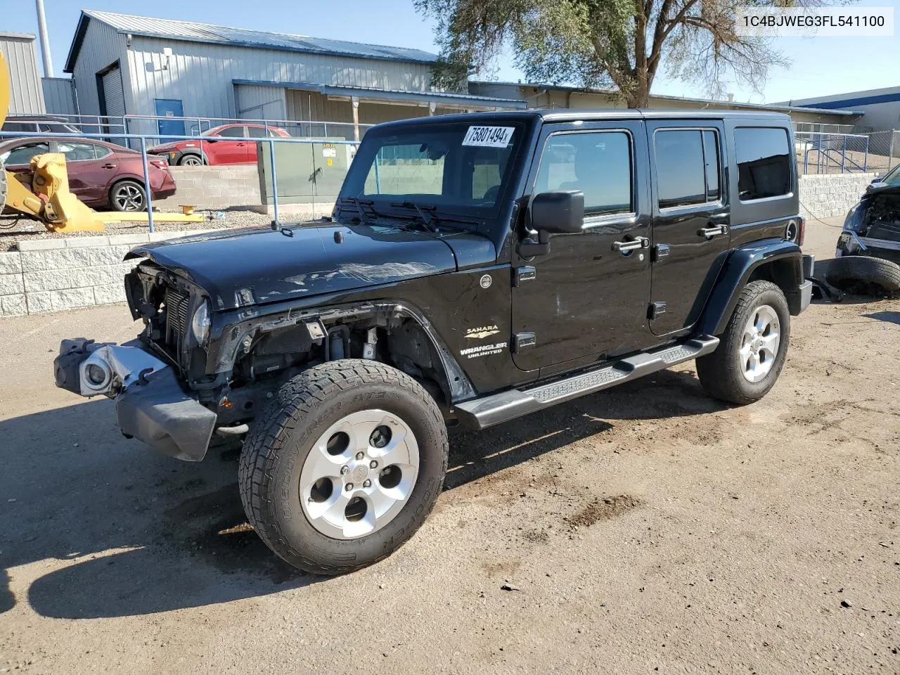 2015 Jeep Wrangler Unlimited Sahara VIN: 1C4BJWEG3FL541100 Lot: 75801494